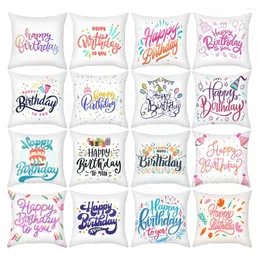 Caso de travesseiro Pluxh Sofá Cushion Cover Quarto Feliz Aniversário Decoração Férias Cama Decorativa 45x45 polegadas