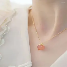 Chains French Gold Color Chain Peach Pendant Freshwater Pearl Necklace For Women Luxury Fashion Elegant Wedding Jewelry