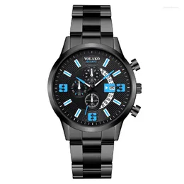 Wristwatches Fashion Three Eye Calendar Number Men's Watch Stainless Steel Band 2023 Watches For Men