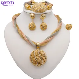 Bröllop smycken set design fina smycken uppsättningar dubai afrikanska guldfärg smycken set bröllop för kvinnor halsband set indiska kostym smycken gåvor 230422
