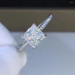 Ringos de cluster poesia da loja judeu princesa quadrada de ouro branco moissanite anel 1ct d vvs luxuosos casamentos para mulheres