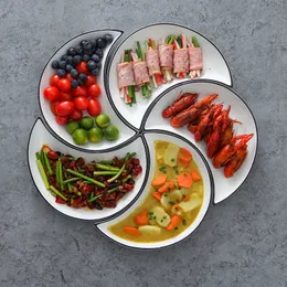 Dishes Plates White Ceramic Plate Tableware Cutlery Set For Food And Fruit Sara Snacks Crescent Kitchen Accessories Moon Shape Tray 231123