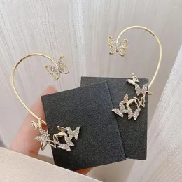 Dingle örhängen 1 par guldpläterad metall kristallfjärilar öronklipp för kvinnor glittrande zirkon manschettklipp örhänge bröllop flickor smycken gåva