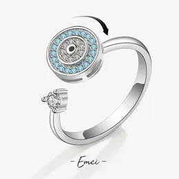 Pierścienie klastra Pierścienie klastra złego oka dla kobiet Regulowane obrotowe sześcienne cyrkonia pierścień mody biżuteria