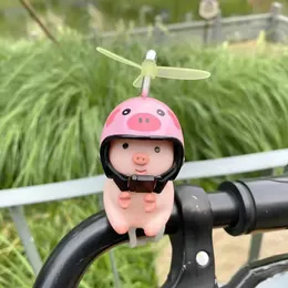 Wind Broken Car Cute Little Pink Pig with Helmet Propeller Wind-breaking Duck Road Bike Motor Riding Cycling Decor