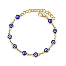 Cadena de ojos azules Pulseras de eslabones de cadena para mujeres Hombres Simbólico Lucky Evil Eye Charm Pulsera Joyería de moda Joyería de entrega de gota Bracel DH9OS