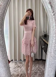 Pink Sequin Maxi pink lace dress NWT Self Portrait Deco Crew Neck Casual Midi