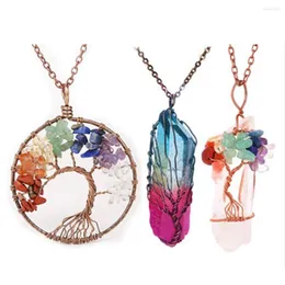 Pendant Necklaces 3 Pcs Tree Of Life Necklace Aesthetic Jewelry Elegant Crystal Set Fashion Accessory Gemstones For Women Teen Girls