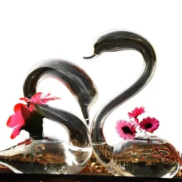 Onnpnnq Swan Glass Floor Vase Decoration Home Glass Terrarium Vase for Wedding Decoration Flower Flower Decorts for Homes249S