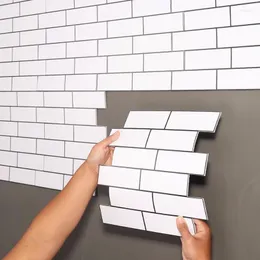 Väggklistermärken 3D Selfadhesive Wallpaper Diy Brick Stone Mönster Vattentät kakel Hemdekoration Kök vardagsrum Papier Peint