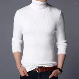 Herrtröjor Zongke White Turtleneck Mänkläder Hög krage Pullover Tröja Vintage Knit Turtle Neck Man kläder 2xl 2023