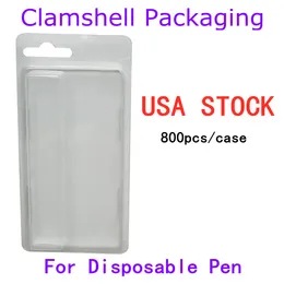 Clamshell Packaging USA Stock for 2ml 1ml 일회용 vape 펜 블리스 터 패키지 vaporizers 팩 펜 OEM 종이 카드 사용자 정의 로고 사용 가능한 800pcs/lot