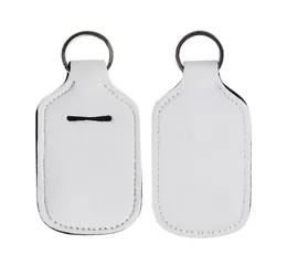 30ml Sublimazione Hand Sanitizer Holder Neoprene Keychain Mini Bottle Cover Colore bianco Forma rettangolare Chapstick Holder DHL