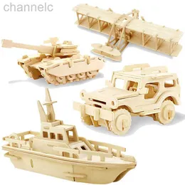 3D -pussel DIY Wood Toy Military Series Tank Vehicle Model Set Creative Assembled Education Toys Gifts for Children Kids