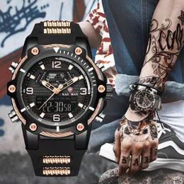Armbandsur Top Kademan Men's Sports Watches Rubber Strap Led Dual Display Watch Fashion Military Quartz