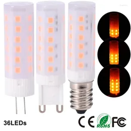 2pcs G4 E14 깜박 거리는 불꽃 프리 효과 LED 전구 DC 12V 옥수수 조명 복고풍 에뮬레이션 불 깜박임 램프 홀리데이 장식