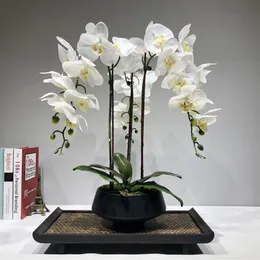 大型人工蘭の花の配置PUリアルタッチハンドフロアテーブル装飾ホーム高品質の花束なし201303M