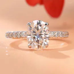 クラスターリングlennik d color 2ct女性のためのモイサナイトの結婚指輪18kホワイトゴールドメッキブライダルギフト