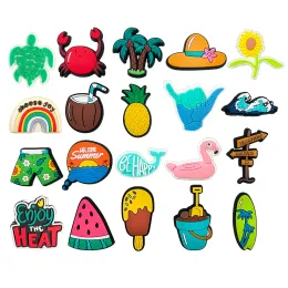 Nytt strandtema pvc sko dekorationer clog trädgårdskor charm diy spänne tillbehör dekor stift ornament croces charm vuxna gåvor