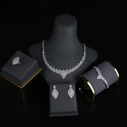 Wedding Jewelry Sets MYFEIVO Micro-inlaid Zircon 5 Pieces Bridal Jewelry Sets Luxury Necklace Bracelet Ring Earrings Set for Female HQ0858 230422