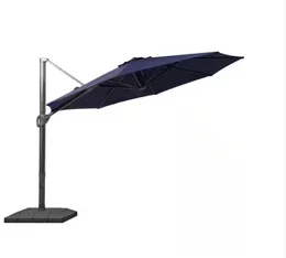 11 ft. Offset Cantilever Patio Paraply med tung bas för däck, pool och trädgård i marinblå TB-EU012BL