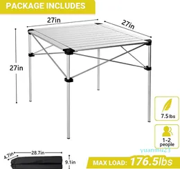 Campingbord Aluminium vikta bord rullar upp lätt vikbart bärbart bordsläger 55