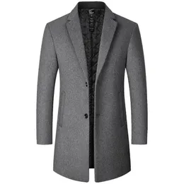 Herren Wollmischungen BROWON Marke Trenchcoat Männer Herbst und Winter Einfarbig Lange Wollmantel für Männer Business Casual Windjacke Männer Kleidung 231123