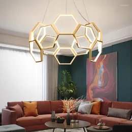 Pendant Lamps Light Luxury Chandelier Honeycomb Lamp In The Living Room Nordic Style Bedroom Simple Designer Clothing Store Front Desk