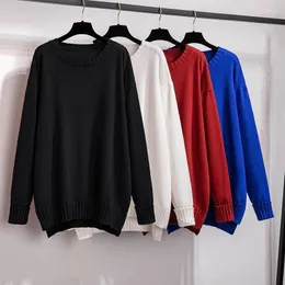 Swetery kobiet 65-175 kg Popiersi 150/160 cm Plus Współmarowe odzież Pullovers Solid o-dół