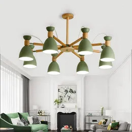 Chandeliers Nordic Color Selectable Simple Bedroom Lighting Fixtures For Living Dining Room E27 6W LED Pendant Hang Lamp