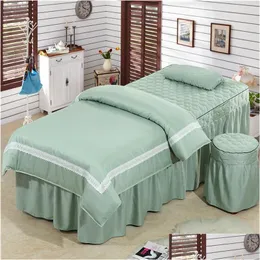 Set di biancheria da letto Set di biancheria da letto Dimensioni personalizzate 4-6 pezzi Stile pizzo lavato Salone di bellezza Mas Spa Uso Piumino Er Gonna letto Trapunta Foglio S Consegna goccia Dhwjv