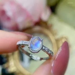 Кольца кластера, японский свет, роскошь, модный лунный камень, стерлинговое серебро 925 пробы, женское кольцо, нежное и простое