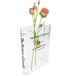 Bok vas akryl vas ins blomma transparent blommor hem dekoration nordisk europa modern hydroponisk skrivbord prydnad gåva