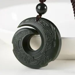 Hänge halsband naturliga Hetian Nephrite Jade luy amulet transport nelace med kedja för kvinnliga män smycken gåvor