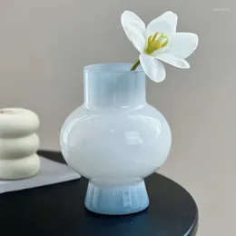Vases Ancient Fenton Milk Jade Glass Vase High-value French Ins Living Room Flower Arrangement Decoration High-end Sense Ornaments
