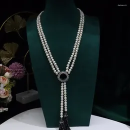 Подвески из натурального пресноводного жемчуга, цепочка для свитера, женское 7-8 мм, почти круглое ожерелье с микро-дефектами, кулон