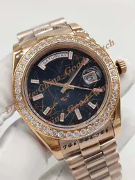 2 Relojes para hombre de estilo 228345 Bisel de diamante Fecha Reloj para hombre Movimiento automático 40 mm Reloj de oro rosa Pulsera de acero Parches de pulsera para hombre