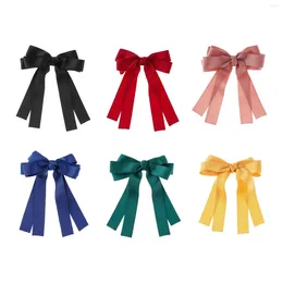 Acessórios de cabelo Mulheres Arcos Barrettes Long Ribbon Pins Bow Clip para meninas