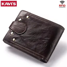 Kavis Genuine Cow Leather Male Wallet Men's Burse Men Small RFID Couro Perse Mini Card Storage Walet Bag Hasp Coin Purse266l