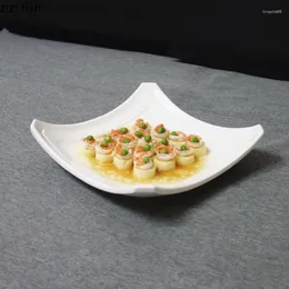 Plates Creative White Ceramic Main Dish Plate El Restaurant Special Tableware Pasta Salad Sushi Household Kitchen