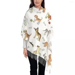 Scarves Women's Tassel Scarf Breeds Of Dog Large Winter Warm Shawl And Wrap Border Terrier Lover Daily Wear Cashmere