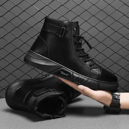 Buty bezpieczeństwa buty buty skórzana platforma swobodna platforma zamek błyskawiczny w stylu Brytyjskim jesień zima moda wygodna męska kostka de hombre 231123