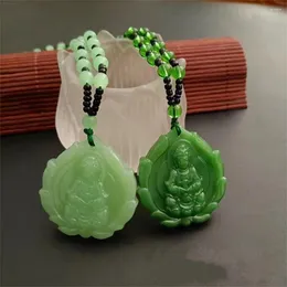 Hänge halsband retro kinesiska guanyin buddha grön jade vintage amulet kvinnlig för kvinnans trendiga gåvor smycken