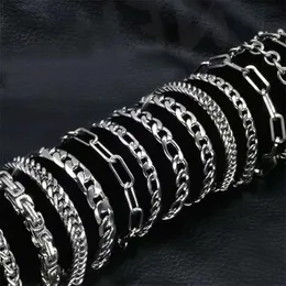 Charm Bracelets 316L Stainless Steel Cuban Chain Bracelet for Men Women Figaro Vintage Metal Viking Kpop Pulseras Emo Cute Luxury Jewelry Gift 230424