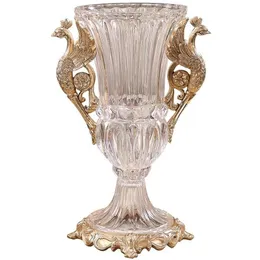 花瓶クリエイティブガラスピーコック花瓶ヨーロッパスタイルの家の装飾モダンドライフラワーインテリア植物ホルダーVaas FlowerEH50VA219U