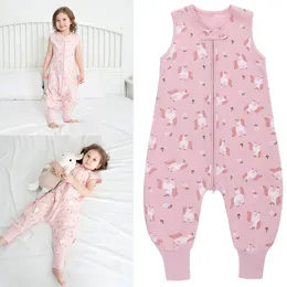 Śpiwory Baby Boys Dziewczyny Bawełniany rękawski torba do spania z stopami Kids Cartoon Onesie Pajama Koce do noszenia Ubrania na ubrania na ubrania 231124