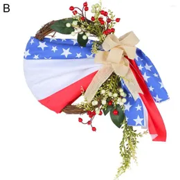 Decorative Flowers Great Lightweight Exquisite Independence Day Hanging Patriotic Wreath Party Supplies Wall Ornament