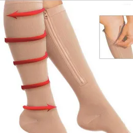 Skarpetki sportowe unisex elastyczne rozciąganie Kolan Kopanie wysokie stóp do otwartej nogi wsparcie pończoch joga z suwakiem odzieży sportowej