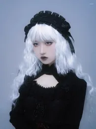 Fontes de festa artesanal gótico lolita bandana escuro bowknot preto rosa flor doce argola de cabelo cosplay anime acessórios headwear