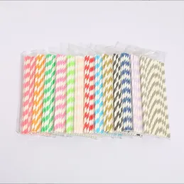 0.6cm*19.7cm Disposable Paper Straws Creative Striped Colored Milk Tea Shop Bar Juice Drink Christmas Straws B0034